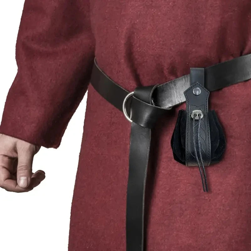 Vintage Waist Bag Belt Pouch Men's Pu Leather Punk Viking Medieval Coin Purse Viking Style Medieval Vintage Portable Coin Purse