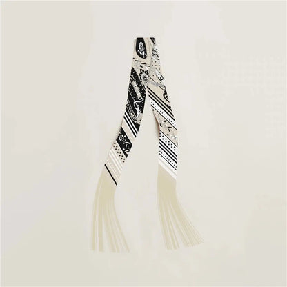 130x5cm Tassel Cashew Print Scarf Women's All-season Twill Silk Decorative Ribbon Multi-purpose Bag Hair Tie Belt Scarf