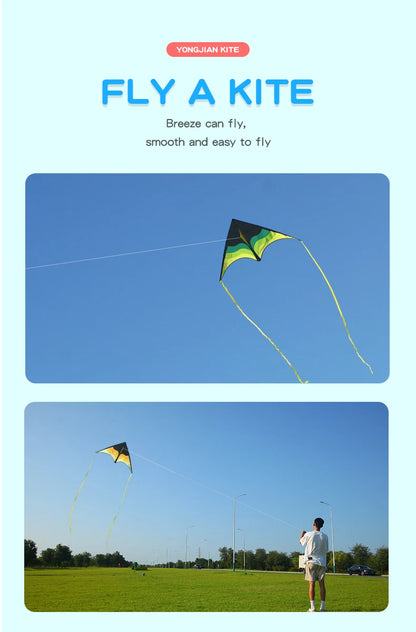 YongJian Large Beach Delta Kite for Adults  Extremely Easy to Fly for Beginners Comes with 100m String Kite Handle