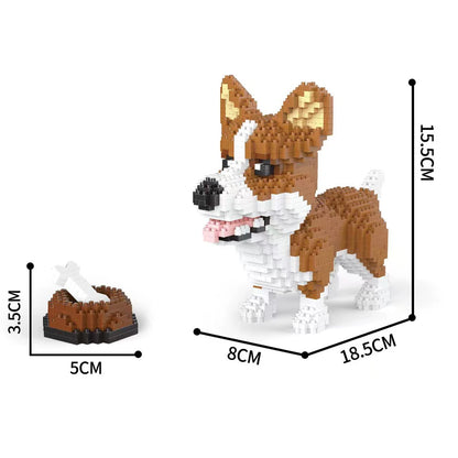 KNEW BUILT Dachshund Dog Model Micro Mini Building Blocks Set Educational Recreation Toys Pet Lover Gift Decoration Bricks