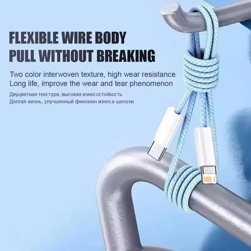 35W Fast Charge PD Cable For iPhone 13 14 Pro Max 11 12 mini X XR XS Max 7 8 Plus Quick Charging USB-C Data Braided Cables 1m 2m