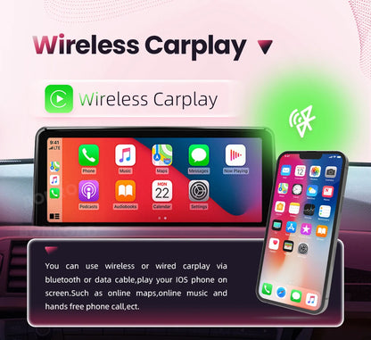 BONROAD Wireless Carplay Android auto Multimedia Player Car Radio For BMW 3 Series E90 E91 E92 E93 Touch Screen With Bluetooth