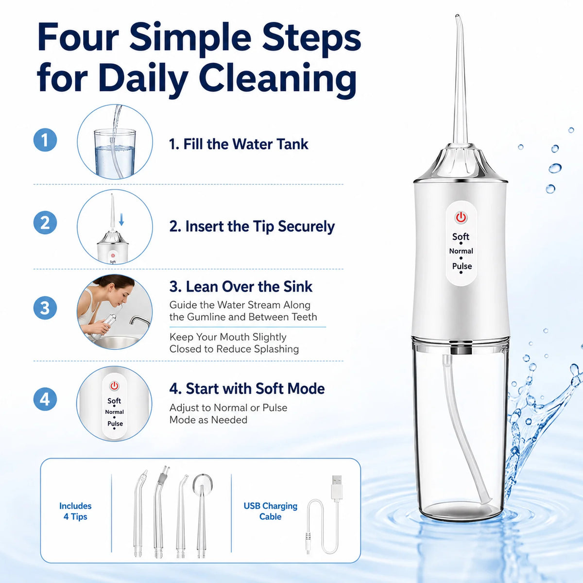 Powerful Water Oral Irrigation Irrigator Jet Ultrasound Air Ipx7 Waterproof Mouthwash Machines Dental Floss Flosser Irigator