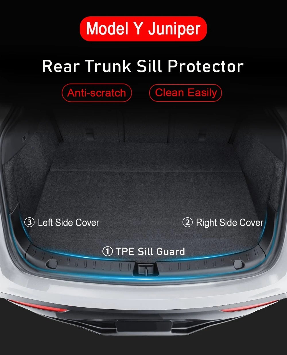 USVOTOV for Tesla Model Y Juniper Launch Model 3 2025 2026 Trunk Sill Guard Cargo Mat Rear Bumper Protector TPE Pads Accessories