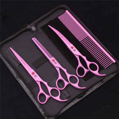 Pet Grooming Scissors Purple Dragon Japan Stainless Pink Curved Scissors For Dogs Dog Thinning Scissors Pet Chunker Shears Z3003