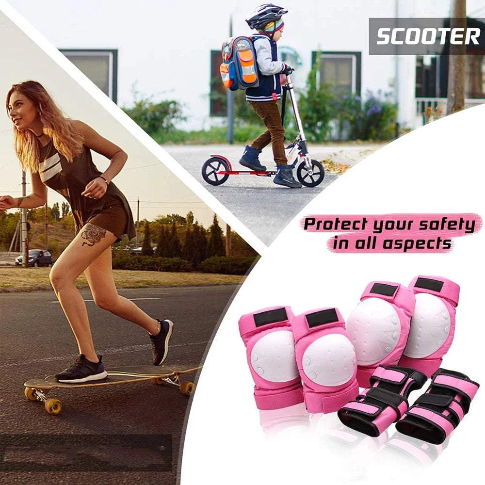Kids/Adults Knee Elbow Pads Wrist Guards, Protective Gear Set for Roller Skates, Cycling, BMX, Skateboard, Scooter Riding Sports