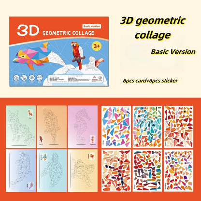 3D Geometric Heteroideus Animal Puzzle Stickers Puzzle Stress Relieving Block Drawing DIY Stickers Basic /Advanced Version/2PCS