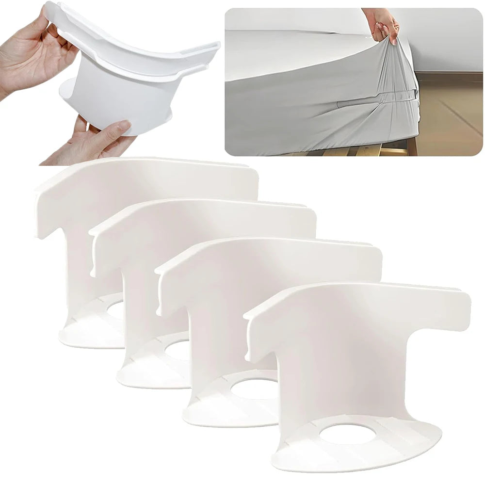 Universal Bedsheet Corner Tightener Clips Invisible Bedspread Secure Holder with Heavy-Duty Mattress Straps Sheets Slot Locks