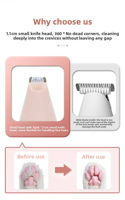Pet electric clipper, pet foot hair trimmer, 360 ° pet hair trimmer, pet beauty and hairdressing trimmer, USB charging 500mah