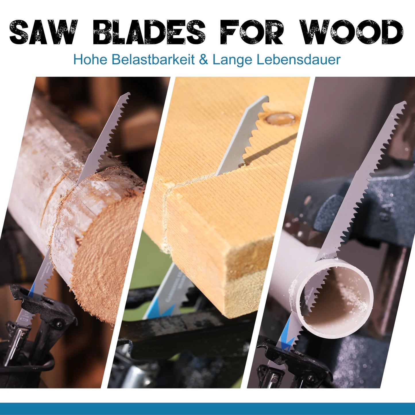 EZARC Reciprocating Saw Blades for Wood Pruning, 150mm 6TPI /225mm 5TPI CRV Ground Sharp Teeth Saw Blades Cutting Tools 6'' 9''