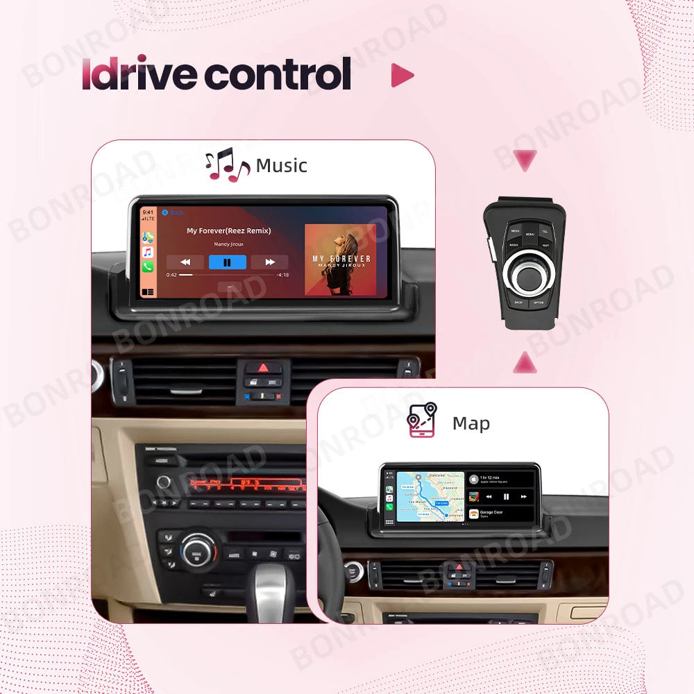 BONROAD Wireless Carplay Android auto Multimedia Player Car Radio For BMW 3 Series E90 E91 E92 E93 Touch Screen With Bluetooth
