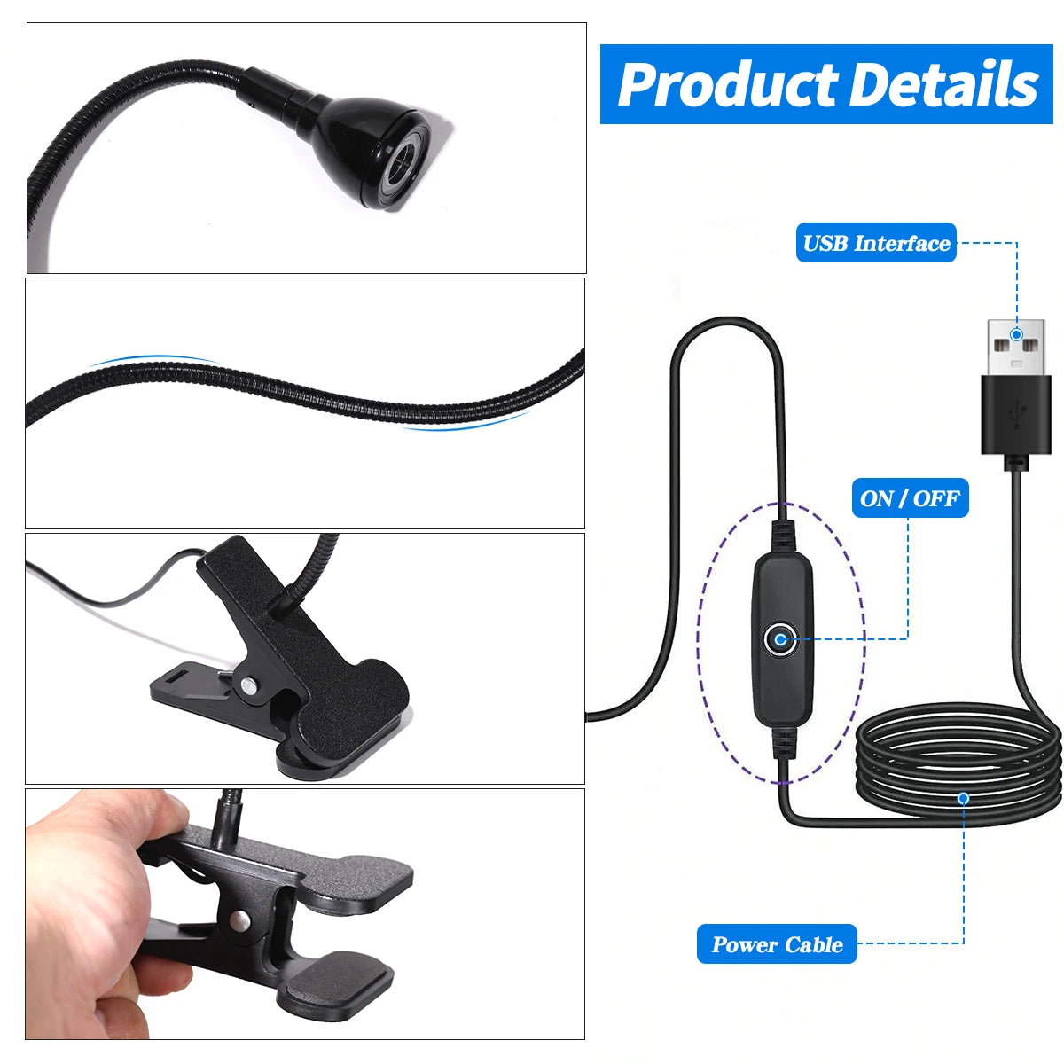 Quick-Drying Nail Lamp Usb Clip Desk Lamp 360 Degree free Rotation Light Nail Polish Uv Curing Violet Light Quick drying