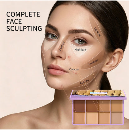 8 Shade Soft Matte Cream Concealer Palette Full Coverage Fade Dark Circles Blemishes Waterproof Long Lasting Oil Control Makeup