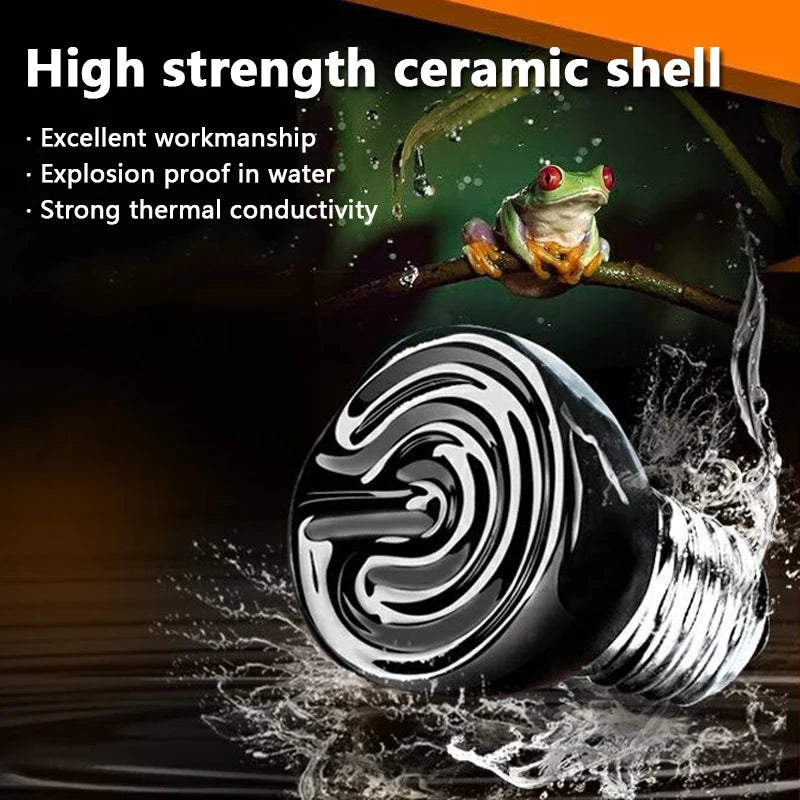 Ceramic Emitter Heat Light Mini Black Pet Heating Lamp Infrared Bulb 25/50/ 75/100W Brooder Chickens Reptile lamp