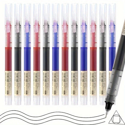10Pcs High Quality Needle Type Gel Pen Straight Liquid Ballpoint Pens Perfect Kawaii Stationery for School/Office Writing Supply