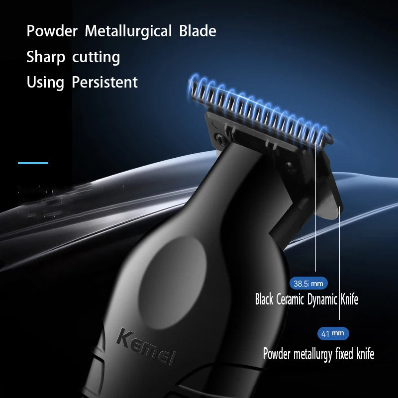 Kemei 2299 Professional Men's Hair/Beard Trimmer with Zero Gap Hair Clipper and T-Shaped Blade, Cordless Charging