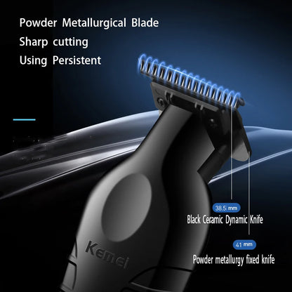 Kemei 2299 Professional Men's Hair/Beard Trimmer with Zero Gap Hair Clipper and T-Shaped Blade, Cordless Charging