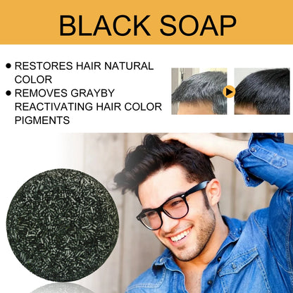 Black Hair Shampoo Soap Repairing Gray White Hair Color Smoothing Nourishing Clean Scalp Removing Dandruff Natural Hair Dye Soap