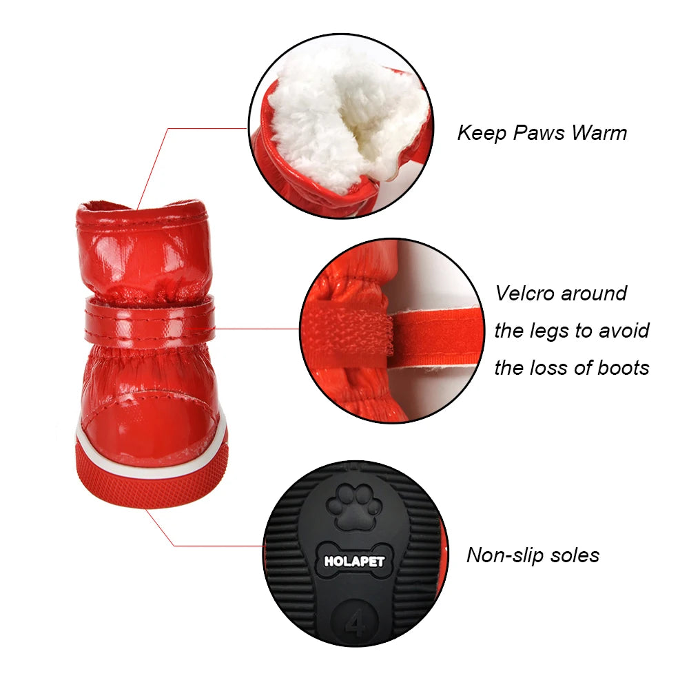 Waterproof Dog Shoes For Small Medium Dogs Cats Winter Warm Puppy Snow Boots Outdoor Adjustable Chihuahua Pug Shoes Pet Sneakers