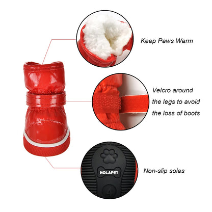 Waterproof Dog Shoes For Small Medium Dogs Cats Winter Warm Puppy Snow Boots Outdoor Adjustable Chihuahua Pug Shoes Pet Sneakers