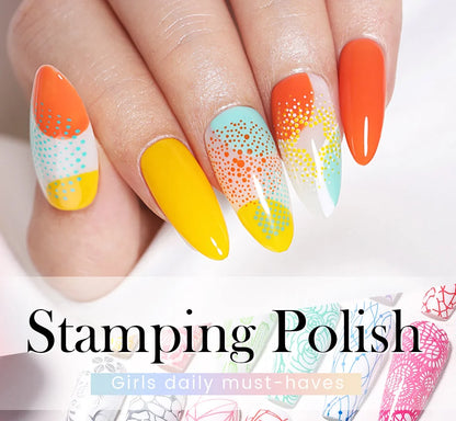 BORN PRETTY 10ml 25 Colors Nail Stamping Polish Nail Art Varnish with Peel Off Nail Latex Black White Colorful Stamp Polish