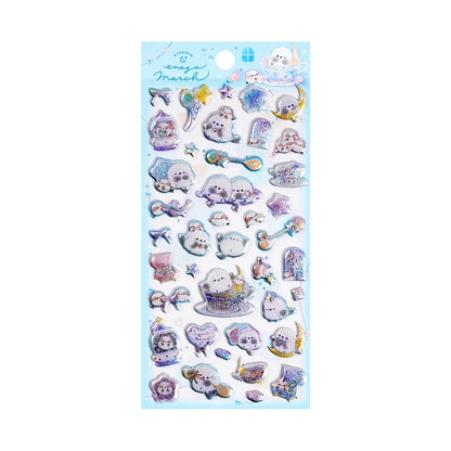 3 pcs/6 pcs Sweet Candy Pets Cat Coffee Cakes Flash Puffy 3D Stickers Scrapbooking Diy Diary Stationery Stickers School Supplies