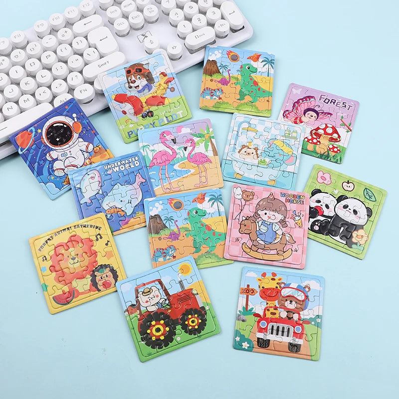 10-50Pcs Mini Cartoon Animal Paper Jigsaw Puzzles Educational Toy Kids Birthday Party Favors Gift School Rewards Pinata Fillers