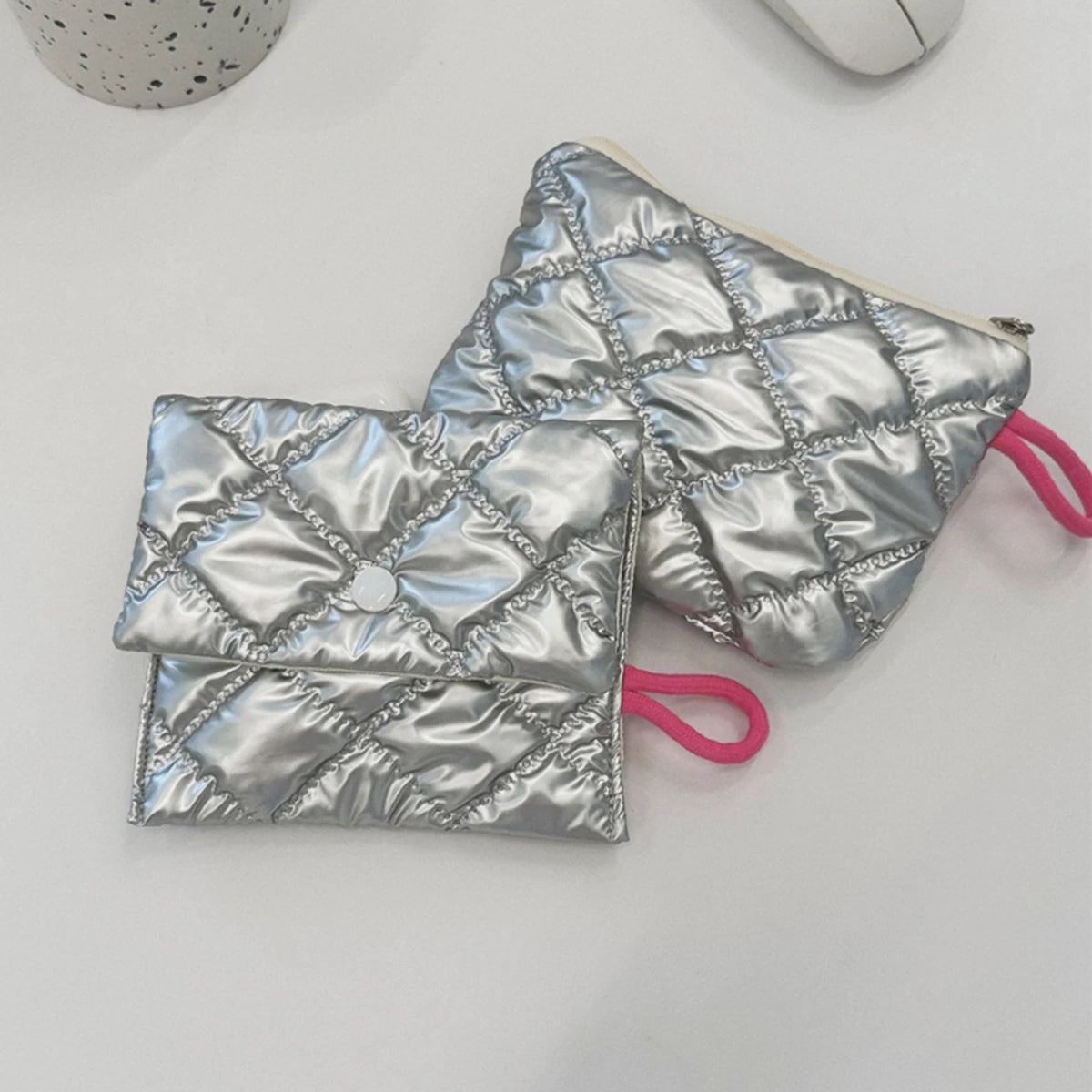 Silver Lingge Bow Pattern Coin Purses Small Canvas Coin Wallet Lady Girls Earphone Coin Key Money Storage Bag Zipper Pouch
