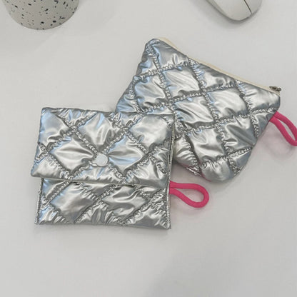 Silver Lingge Bow Pattern Coin Purses Small Canvas Coin Wallet Lady Girls Earphone Coin Key Money Storage Bag Zipper Pouch