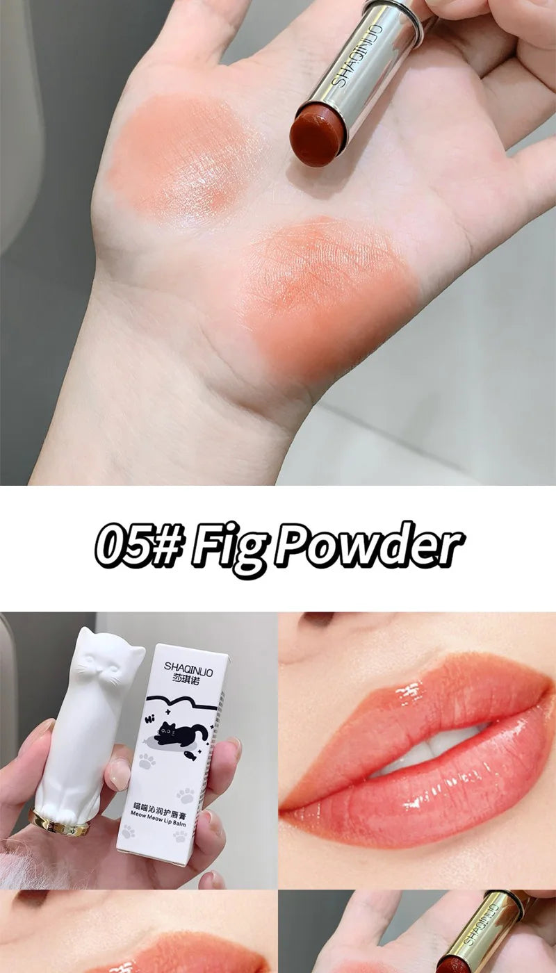 SHAQINUO Meowoqinqin Moisturizing Color Lip Balm, anti-dryness and crack fade lip lines Student Moisturizing lipstick