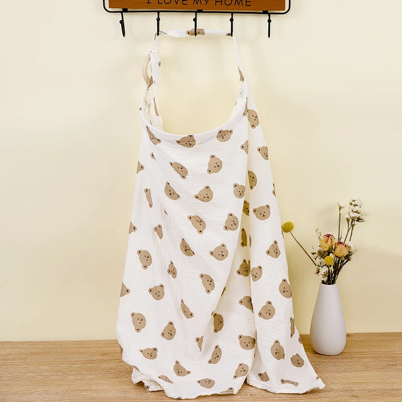 100% Cotton Mother Outing Breastfeeding Cover Muslin Baby Feeding Nursing Shawl Adjustable Privacy Apron Stroller Blanket