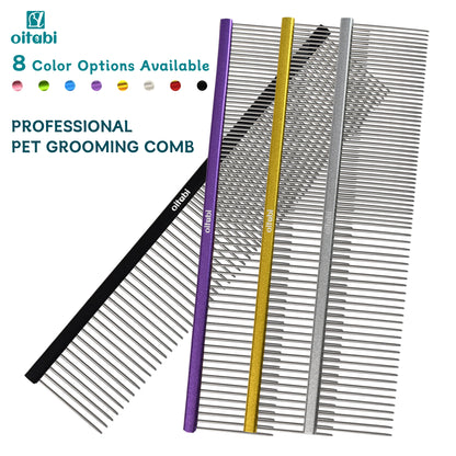 Oitabi Professional Pet Grooming Comb for Removing Matted Fur, Prevents Knots and Mats, Long Teeth Long & Short Haired Pet Comb