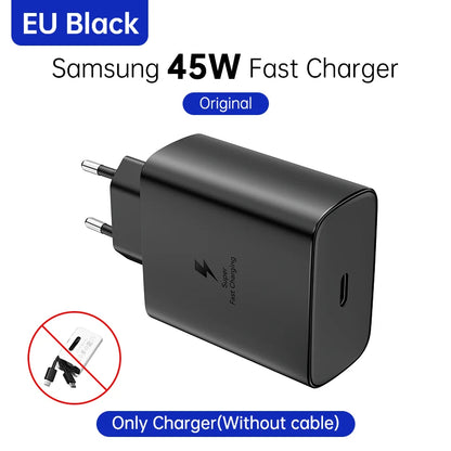 SAMSUNG Charger PD 45W Super Fast Charging Original 25W Wall Charger 5A Type C Cable Galaxy S26 S25 S24 S23 Ultra A54 A53 Note20