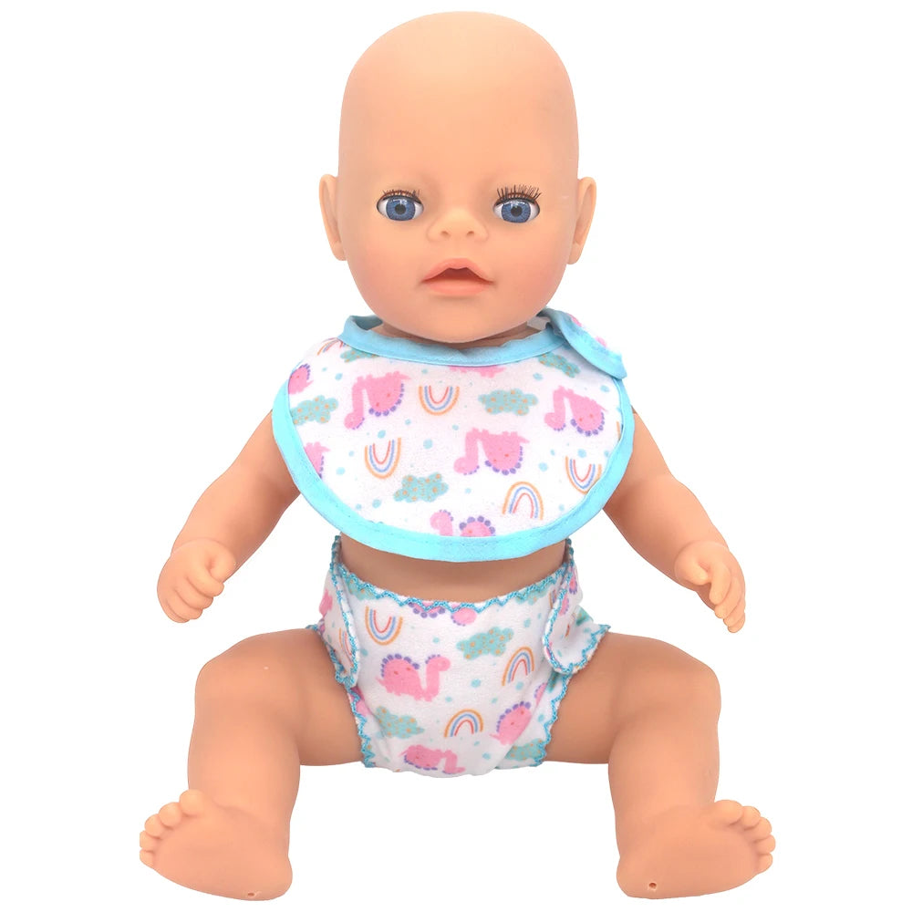 2pcs Doll Diapers Doll Underwear for 14-18 Inch Baby Dolls and Other Similar Dolls 43cm Baby Born Doll Underwear Doll Bibs