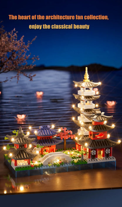 688PCS Hangzhou West Lake, Chinese Architecture, Classic Building Puzzle Toys, Miniature Building Block Sets, Models