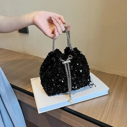 Crossbody Bags Sequin Women's New Korean Bucket Bag Bright Eyes Style Fashion Crossbody Dinner Single Shoulder Bags