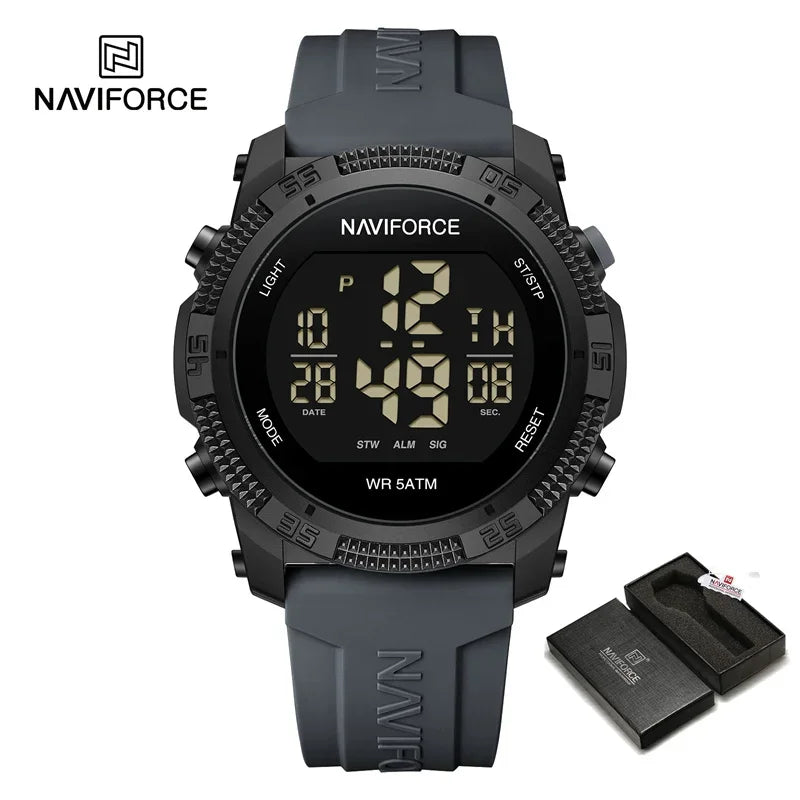 NAVIFORCE NF7104  Men's LCD Digital Casual Date and Week Alarm Waterproof Silicone Strap Electronic Watch