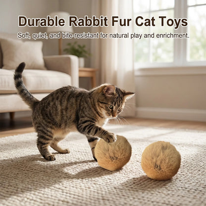 1/2/3/6pcs Rabbit Fur Ball Interactive Cat Toy Pet Product Containing Catnip Toy Ball Chasing Plush Toy Ball Cat Accessories 8cm