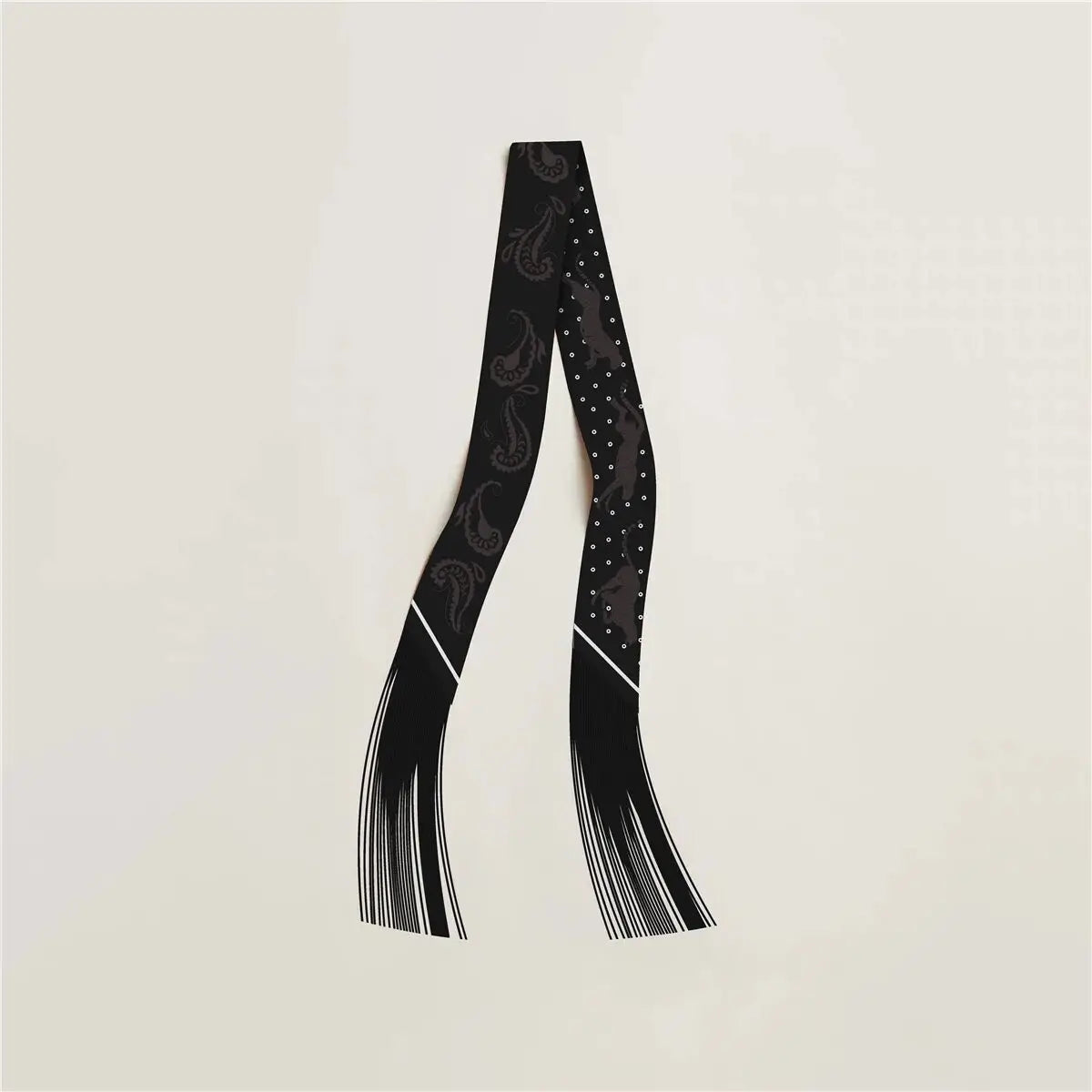 130x5cm Tassel Cashew Print Scarf Women's All-season Twill Silk Decorative Ribbon Multi-purpose Bag Hair Tie Belt Scarf