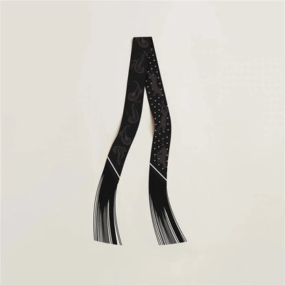 130x5cm Tassel Cashew Print Scarf Women's All-season Twill Silk Decorative Ribbon Multi-purpose Bag Hair Tie Belt Scarf