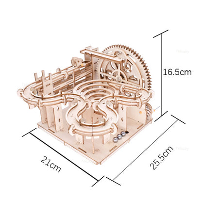 3D Wooden Puzzle DIY Mechanical Manual Model  Building Kits Assemble Toys Marble Run Set with 4 Ball for Adult Kids Gifts