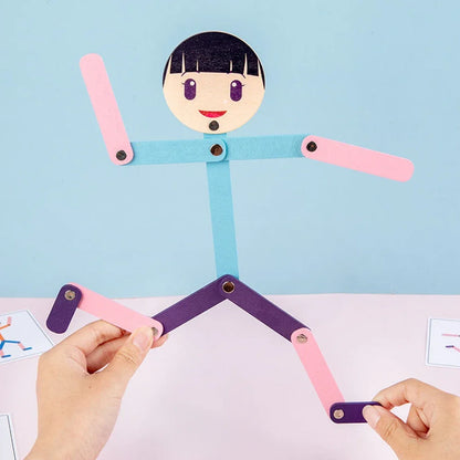 Sport Wooden Man Material DIY Puzzle Toys Boards Educational Game Early Learning Toy for Children Preschool Fine Motor Training