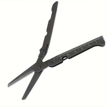 Portable Multifunctional Folding Scissors, Stainless Steel Outdoor Survival Tool for Camping Fishing Hunting