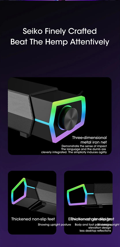 4D Computer Speakers Bluetooth 5.0 Wired Loudspeaker Surround Soundbar Speaker Stereo Subwoofer Sound bar for Laptop Notebook PC