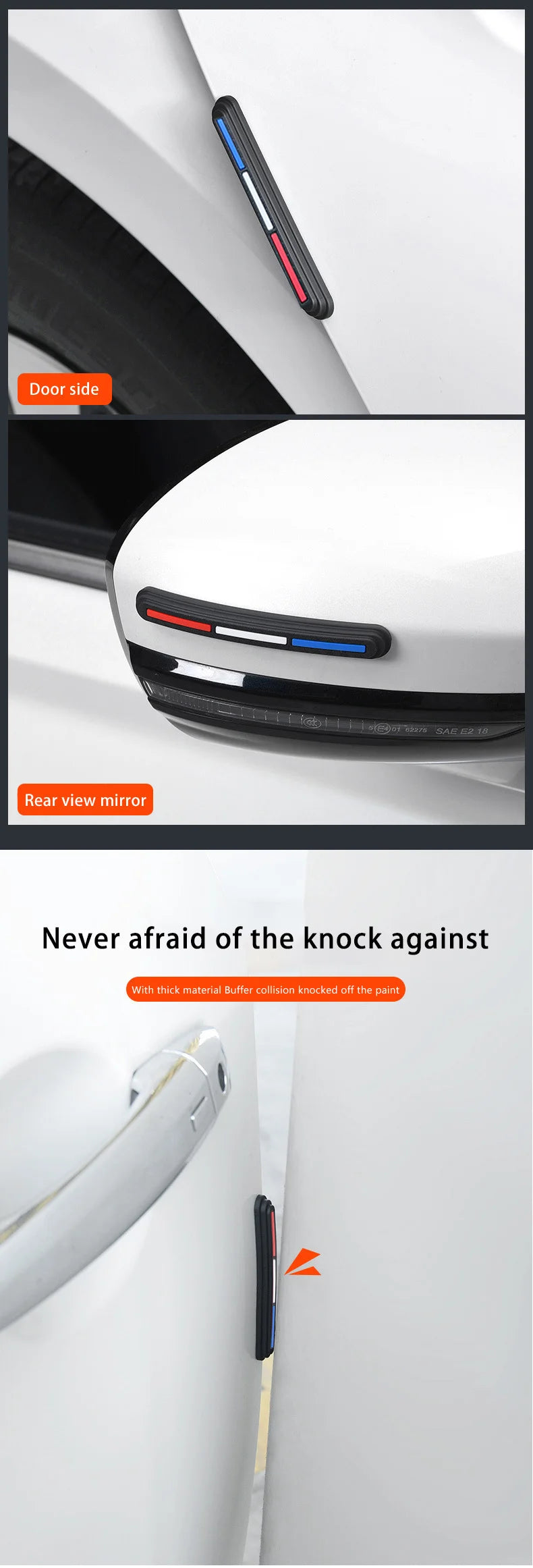 4pcs Car Rearview Mirror Door Protector Guard Edge Protector Buffer Trim Molding Protection Strip Car Auto Scratch Protector Bar