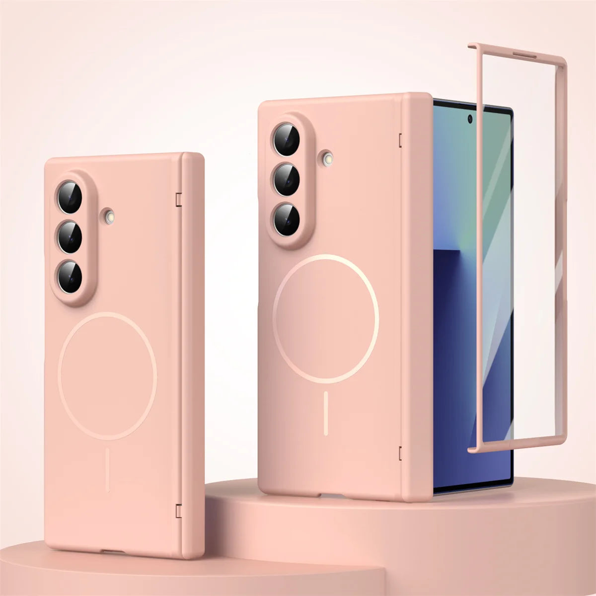 Hinge Protective Magnetic Phone Case for Samsung Galaxy Z Fold 7 6 5 4 3 5G for Magsafe Fold7 Fold6 with Screen Protector Cover