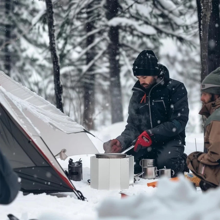 YANBIGUO Tall Stove Windscreen-Gas/Butane Burner Windshield-Aluminum Camping Stove Compact Folding,Outdoor Cooker Wind Shield