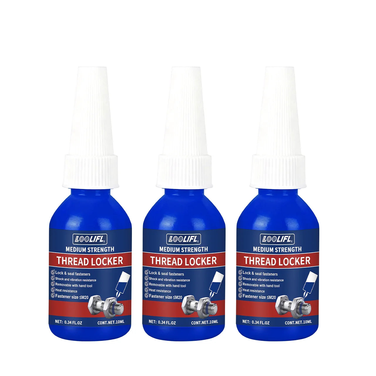 LOOLIFL Blue Thread Locker 243 Nuts-Bolts Locker, Screw Adhesive Lock Tight Seal Fasteners Anaerobic Curing Metal Glue,Rustproof