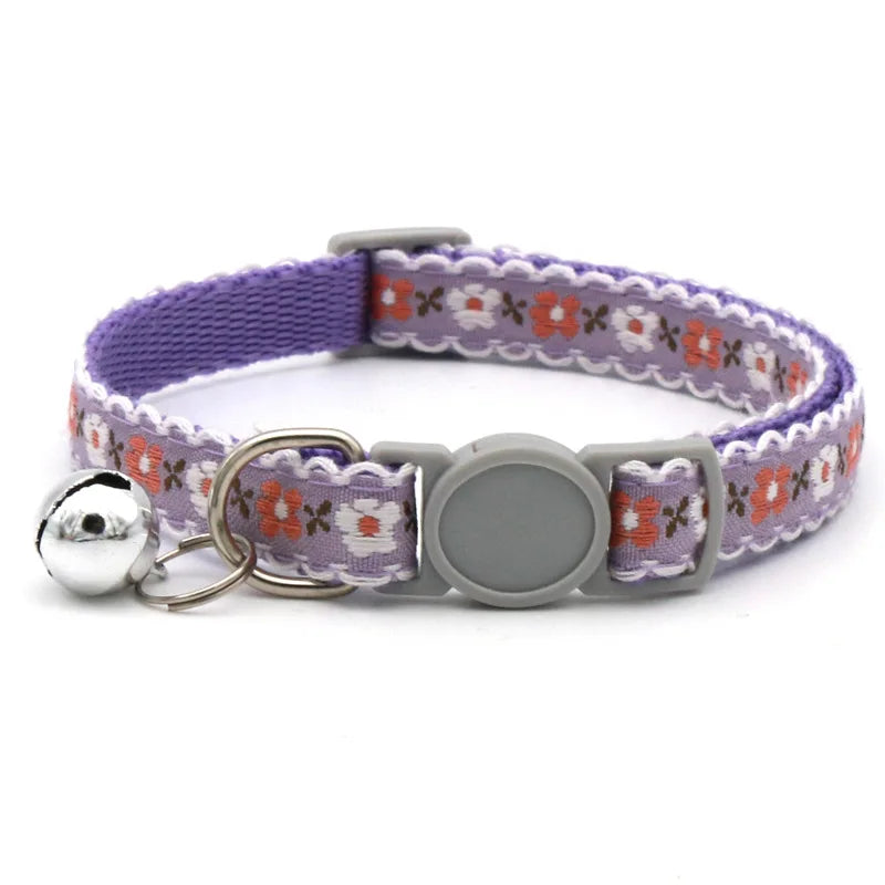 Hand Knitting Flower Pet Collar With Bell Colorful Retro Style Cat Collar Adjustable Safety Necklace For Puppy Cat Accessories
