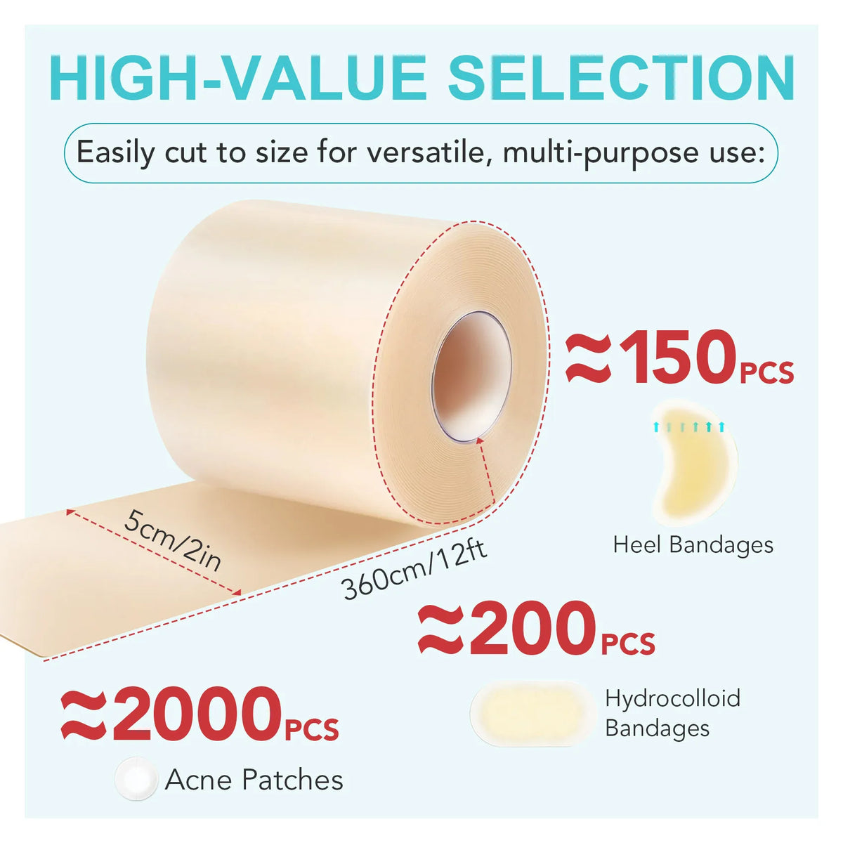 1 Roll Hydrocolloid Band Aid Dressings For Effective Wound Care Extra Thin Soft Waterproof Self-Adhesive Scar Cover Tape